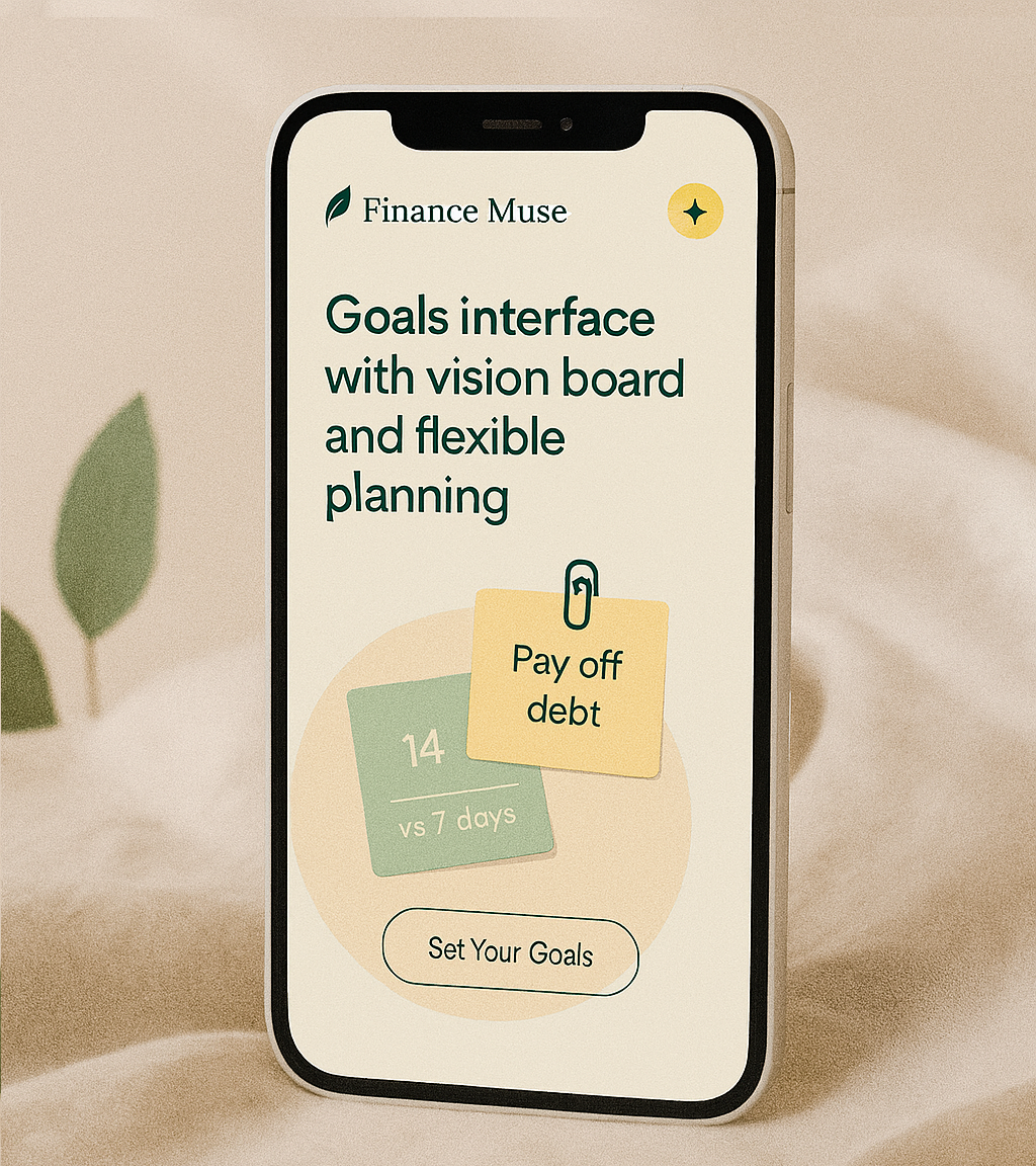 Soft Goals interface with vision board and flexible planning