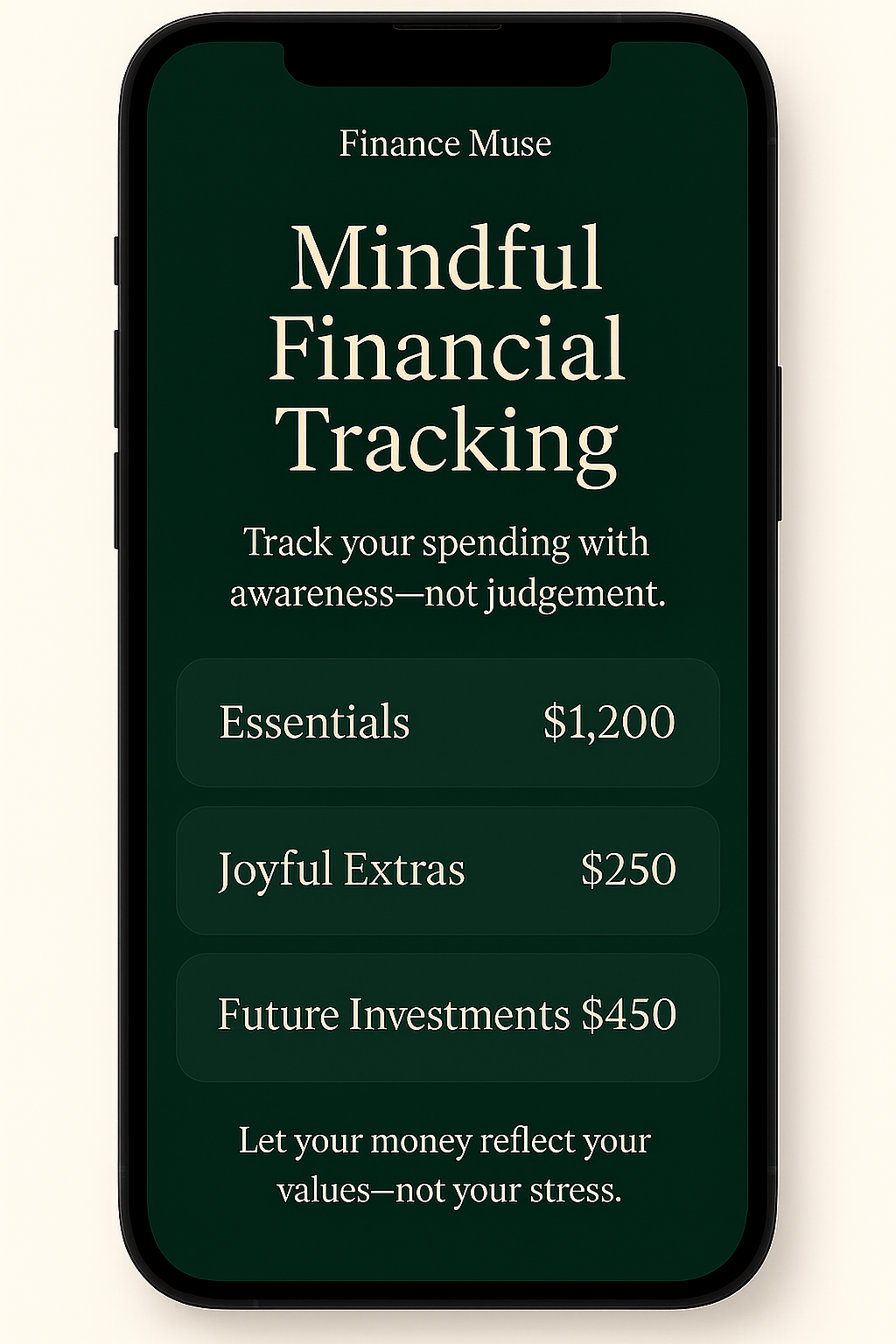 Mindful Financial Tracking App Screen